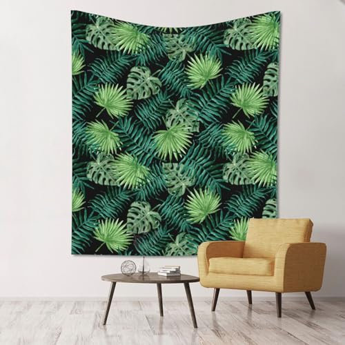 JCAKES Transparentes Palmblatt-Muster – Wandteppich, modische Drucke, Wandbehänge für Schlafzimmer, Wohnzimmer, Wohnheim, 152 cm x 130 cm