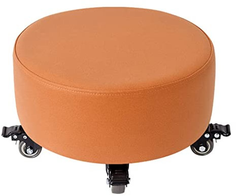 CELECH Niedriger Rollsitzhocker mit universellen Drehrädern, PU-Leder-Rollhocker, robust und robust, beweglicher Minihocker für Zuhause, Büro, Garage, Geschäft, Fitness, Sport, Dunkelgrau (Orange)
