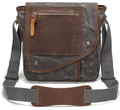 FANDARE Schultertasche Herren Umhängetasche Herren Leinwand Crossbody Bag Tasche Herren Umhängetasche Messenger-Bags Männertasche Zum Umhängen Alltag Freizeit Büro Arbeitstasche GrauAA