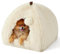 Bedsure Cat Cave Bed Igloo - Fluffy Cat Tent Bed House with Removable Washable Cushion Pillow Foldable Portable Pet Bed, 44x44x44cm，Beige