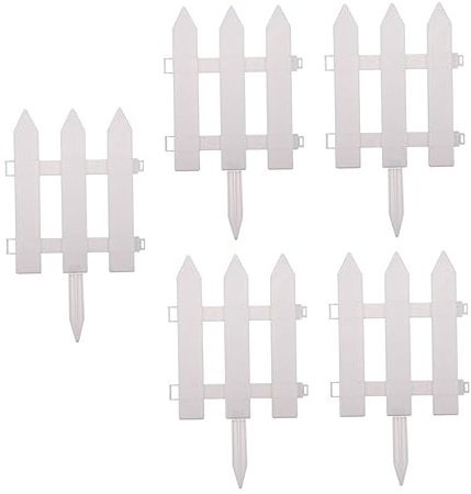 POPETPOP 5 Sets Zaun Rasen Blumenbeete Zaun Außenzaun Weiße Kunststoffkanten Gartenumrandung Lattenzaun Kunststoffzaun Gartenzaun Kunststoffzaun