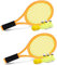 JHuiLap Kinder Tennisschläger Set – Enthält einen 17-Zoll-Schläger, 4 weiche Schaumstoffbälle, 6 Federbälle und eine Tragetasche – Ideal für Kinder für Outdoor- und Indoor-Sport (Grün und Orange)