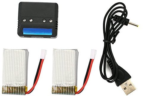 Torribala 3.7V 650mAh 25C Lipo Battery(2 PCS) with 4 In 1 X4 Battery Charger for X5 X5C X5A Parts RC Quadcopter BC507