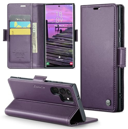 Phernykas Cover per Samsung S24 Ultra Custodia Portafoglio [Blocco RFID] Premium Pelle PU [Magnetica] Wallet Libro con Porta Carte Slot Supporto Flip Case per Samsung S24 Ultra, Viola