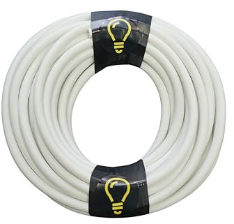 SHPELEC® FLEXIBLE White Cable 3183Y 0.75mm, 1.0mm, 1.5mm, 2.5mm BASEC Approved White PVC LED Lighting 5m 10m 15m 20m 50m (2.5mm 3 Core - 25metres)