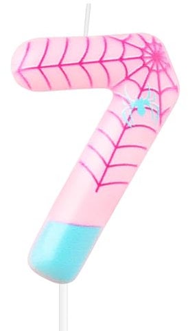 Spider Birthday Candles,Boys Girls 7th Birthday Cake Candles, Pink Blue Number 7 Candle for Cake, Spider Cake Candles Cake Toppers, Kids Spider Themed Birthday Cake Decorations, Spider Web Ornament
