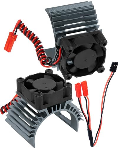 RC Aluminum 36mm Heat Sink Heatsink with 4.8-8.4V Cooling Fan Upgrades Part for 1/10 3650 3660 3670 540 550 Size Brushless Engine Motor RC Car Truck Buggy Crawler,Titanium(1 Pair)