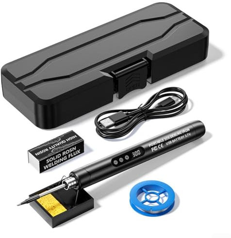 Soldador USB portátil con batería recargable perfecto para proyectos de bricolaje (negro con digital)