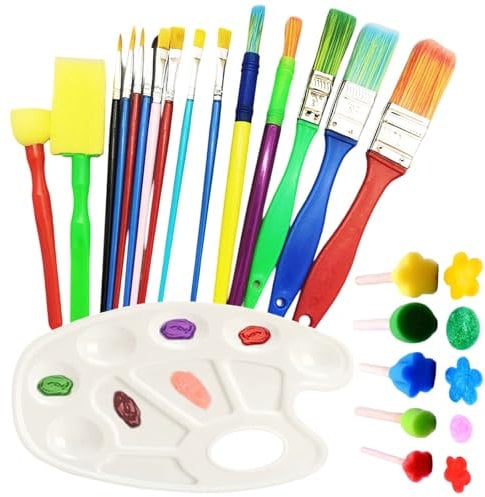 Paint Brushes Set, 21 Pcs Paint Brush Set for Art Flat Paint Brushes Set Paint Brush for Watercolor Acrylic and Oil Painting Suitable for Decorations Models Figurines Nail Art