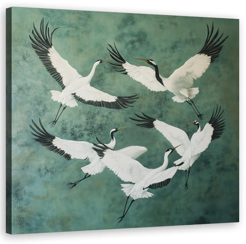 Feeby Leinwand Bilder - Vögel Tiere Grün - Canvas 30x30 cm - Deko Wohnzimmer - Wandbilder Schlafzimmer - Deko Aesthetic - Wand Deko - Leinwand Groß - Deko Zimmer - Leinwandbilder XXL