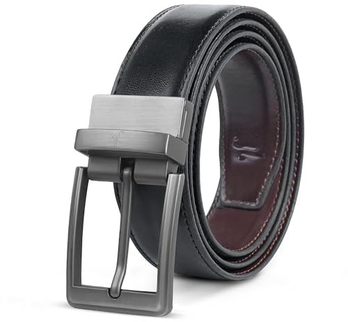 JULIUR LAMONT Premium Gürtel Herren Leder 33mm breit 2in1 Ledergürtel als Wendegürtel - Klassik Herrengürtel schwarz/braun für Anzug/Jeans - Männer Drehgürtel kürzbar mit Geschenkbox drehbare Schnalle
