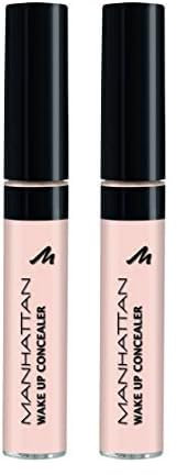Manhattan Wake Up Concealer, Flüssiger Concealer zum Abdecken von Augenringen und Rötungen, Farbe Porcelain, 1 x 7ml (Packung mit 2)