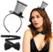 Serre Tête avec Chapeau, Mini Argent Chapeau Bandeau et Noeud Papillon, Bandeau avec Chapeau à Paillettes, Bandeau Chapeau Femme, pour Bal, Fête, Carnaval, Halloween