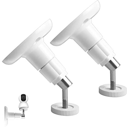 Lotsdonxia 2-Pack Adjustable Camera Wall Mount Brackets – Durable Metal & ABS Plastic Construction 360° Rotatable Mount for Ring Surveillance Cameras (White)