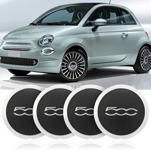 Confezione 4 per 500 Coprimozzo Ruota, 68078419AC Copricerchi Sostituzione per Fiat 500, 500 Accessori Di Ricambio per Fiat 500 2012-2022 (A)