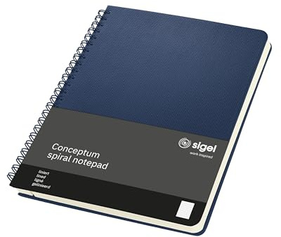 Sigel Conceptum Premium Spiralblock A5 Liniert 80 Blatt dunkelblau | CO827, sehr stabiler Hardcover-Einband mit Einsteckfach, aus nachhaltigem Papier