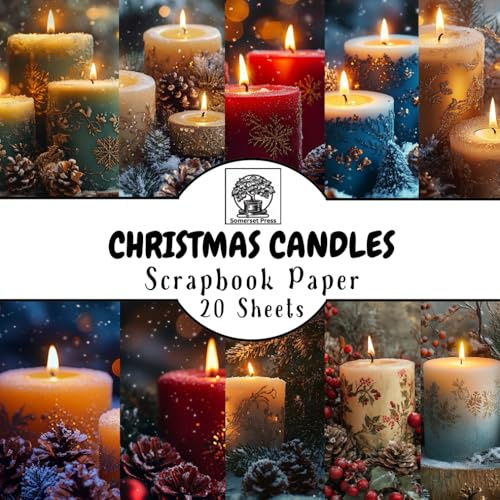 Christmas Candles Scrapbook Paper: 20 Double-Sided Sheets for Scrapbooking, Junk Journals, Card Making, Decoupage, Origami, Paper Crafts, DIY Projects and Mixed Media