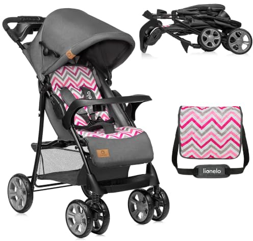 LIONELO Emma Plus Lightweight Foldable Pushchair 6-36 Months | Lie-Flat Recline, 5-Point Harness, Compact Fold, Shock-Absorbing Wheels, XXL Canopy, Tray and Parent Bag