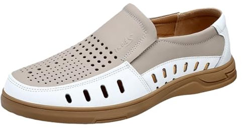 sekiueo Mocasines para Hombre Sandalias Formales Sin Cordones Informales para Conducir Y Trabajar Transpirables Y Antideslizantes,Marrón,39 EU