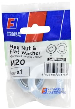 Forgefix Nut & Washer M20 ForgePack 1, bright zinc plated for increased corrosion resistance