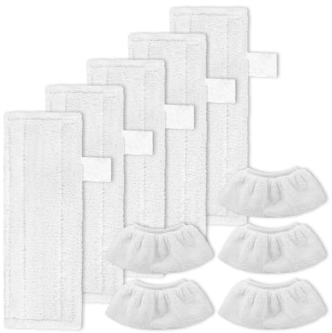 KEEPOW Steam Mop Pads for Karcher EasyFix SC2, SC3, SC4, SC5 | Steam Mop Accessories for Karcher Steam Cleaner, 5 Pack Steam Cleaner Pads+ 5 Handheld Nozzle Pads