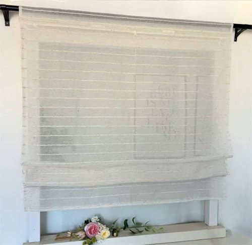 Vordesack Leinenoptik Raffrollo mit Streifen Muster mit Tunnelzug HxB 140x80cm