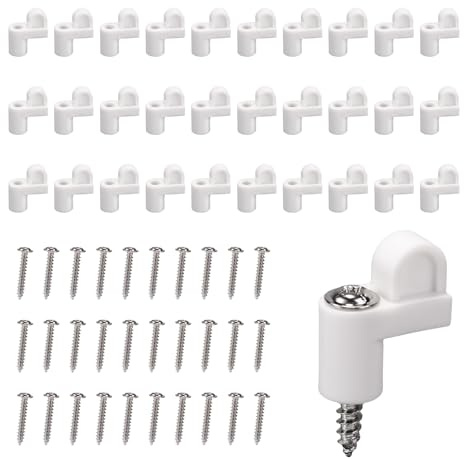 30stk 3/8-Zoll-Fenstergitterclips, Versetzte Fensterclips aus Nylon mit 30 Schrauben Winterschutzschilde Sturmpaneele und Halteclips für Fliegengittertüren (Weiß)