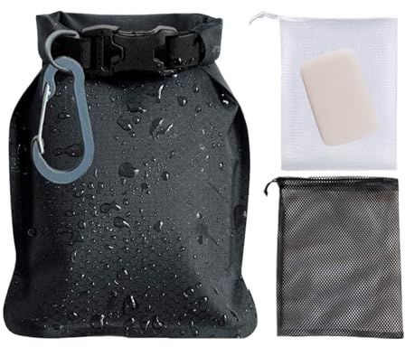 Fangfhai Seifensack für Dusche, Duschgel, Seifenschonbeutel – auslaufsicher, für Fitnessstudio, Badzubehör für Verpackung, Urlaub, Camping, Schwimmen, Urlaub, Reisen, tägliche Hautpflege, Schwarz
