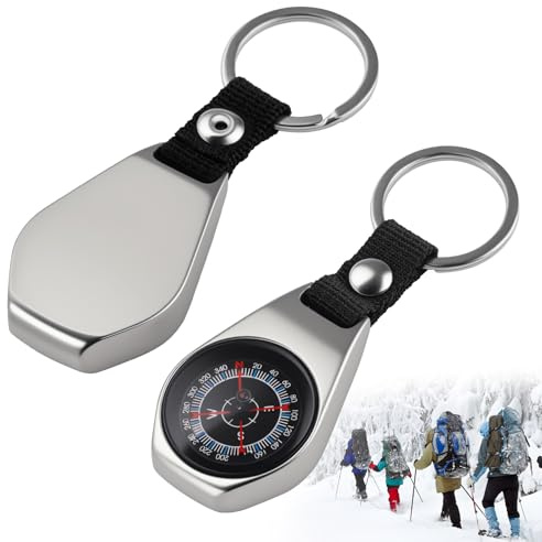 Kompass SchlüSselanhänger, 9.7cmx3.3cm, für Camping, Wandern, Reisen | Outdoor Mini Kompass Klein, Wasserdicht Tragbarer Outdoor Langlebig Stoßfest, für Werkzeuge Navigation im Freien