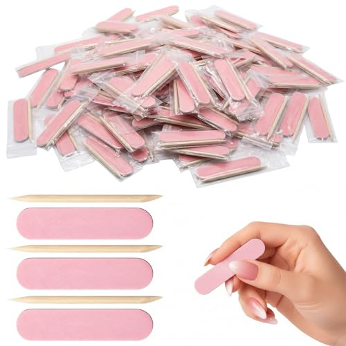 60PCS Mini Nail Files and Orange Sticks Set, Nail File Set, Disposable Double Sided Nail Files, for Manicure and Pedicure, Portable Nail Care Kit