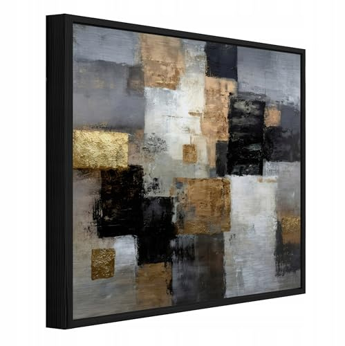 WallArena Metallbilder, Abstraktion, 50x50cm | Bilder auf gebürstetem Metalln mit Rahmen - Wandbild XXL groß Wandbilder für Wohnzimmer Schlafzimmer Wohnzimmerbilder Modern