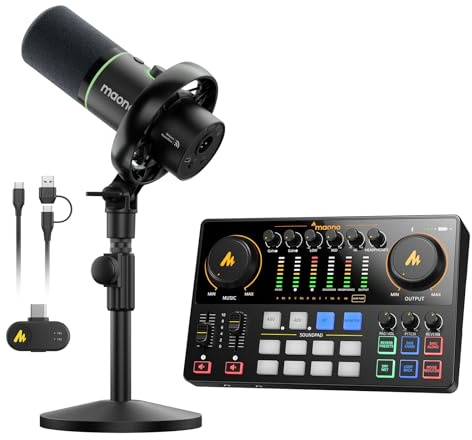 MAONO PD200W Hybrid mikrofon Mit E2 Gen2 Audio Interface für Zwei Podcaster,XLR-Kabel Nicht im Lieferumfang enthalten.