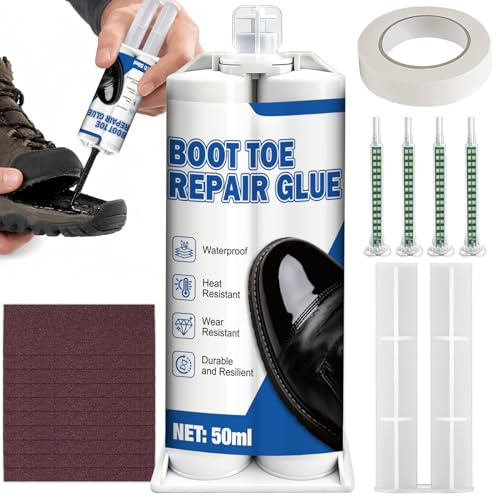 AllisWay Colla per Scarpe, Colla Scarpe, colla perScarpe Professionale, Impermeabile, Resistente All'abrasione, Puntale di Protezione per Stivali in Pelle e Stivali da Lavoro, Nero