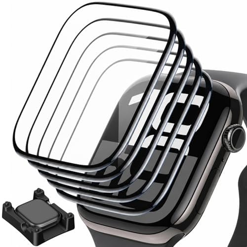 Jurqqer Protector de Pantalla para Apple Watch Series 6 5 4 SE 40mms, 5 Uds | 5 Unidades, Antiarañazos y Antigolpes,HD Transparente, Instalación sin Burbujas, Cobertura Completa 3D