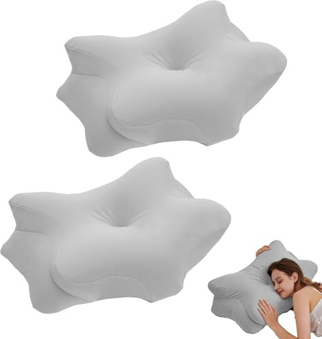 2 Stück Nackenkissen Bezug mit Reißverschluss, Kissenbezug für Nackenkissen, 80% Nylon, 20% Spandex, Maschinenwaschbarer Ersatzbezug, Nur Bezug, für Schmetterlingskissen(Grau)