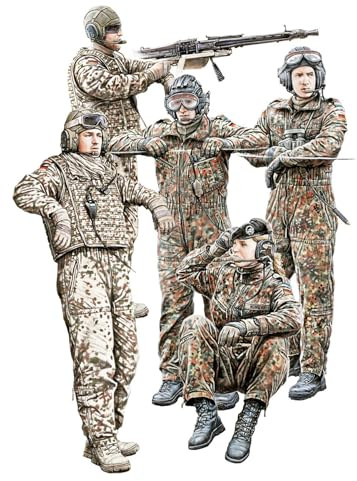 MiniArt 37032 1:35 Fig. BW Panzerbesatzung (5) - originalgetreue Nachbildung, Modellbau, Plastik Bausatz, Basteln, Hobby, Kleben, Modellbausatz, Figuren Bausatz