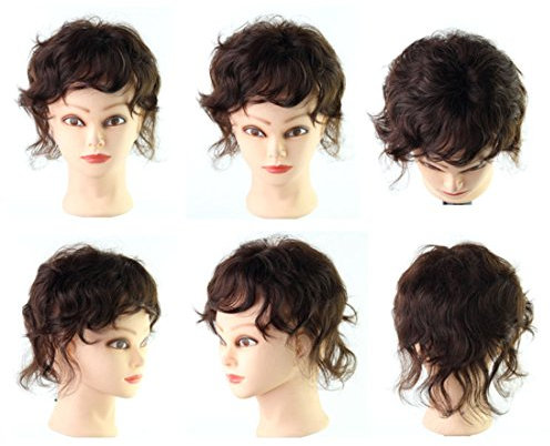 Susanki Damen-Toupet-Haarteil für dünner werdendes Haar, kurz, gewellt, gelockt, 16 cm, gewellt, schwarz, braun