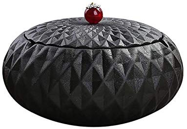 AMITP 2019 Neu Zigarren Aschenbecher mit Deckel für Draussen Keramik Dekoration Wohnung Klein Rund,11 * 8mm,Blackdiamond