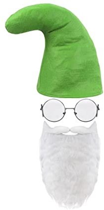Alsino Zwerg Kostüme Fasching Zwergenmütze Zipfelmütze Spielzeug One Size Größe für Erwachsene in Rot mit weißem Weihnachtsmann Bart und Brille KH-304 (grün)