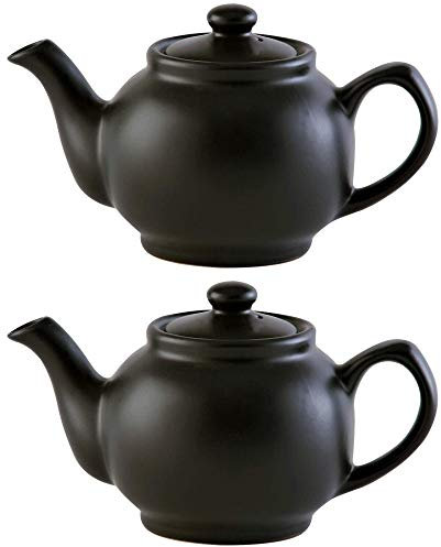 Price & Kensington Traditional Ceramic Tea Serving Teapot 2 Cup Matt Black (Pack of 2)