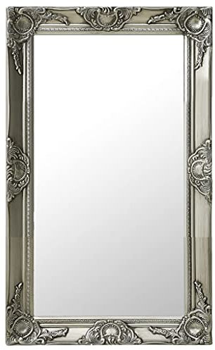vidaXL Espejo de Pared Estilo Barroco Rectangular Colgante Armario Baño Antiguo Retro Consumo de Maquillaje Decoración Hogar Plateado 50x80 cm