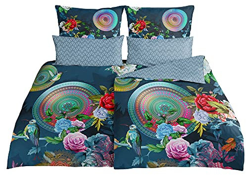 Hip Flanell Bettwäsche Chachou blue 1 Bettbezug 135 x 200 cm + 1 Kissenbezug 80 x 80 cm