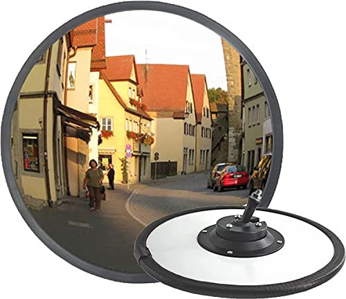 RMAN Konvexspiegel Verkehrsspiege Panoramaspiegel Verkehrsspiegel Convex Mirror Sicherheitsspiegel für Einfahrten Lagerhallen und Garage Ø 30cm Wetterfest mit Wandhalterung, Schwarz