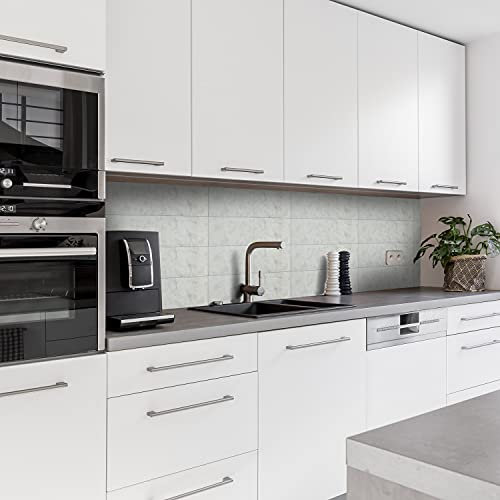 Dedeco Placa de aluminio para pared de cocina con diseño de azulejos V5, 3 mm de grosor, resistente al agua, incluye barniz UV brillante, todas las superficies, 280 x 60 cm