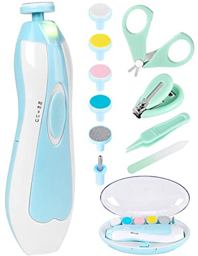 Baby Nail Trimmer Electric-12 in 1 Baby Nail Clippers Safe Baby Nail File Kit with a Nail Clipper, Scissor, Tweezers, and Nail Files