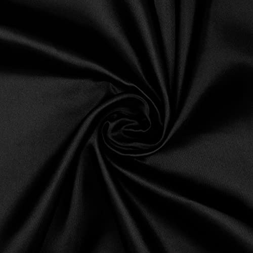 Hans-Textil-Shop Stoff Meterware Uni Glanz Satin - 1 Meter, Deko, Bekleidung, Vorhänge, Karneval, Fasching (Schwarz)