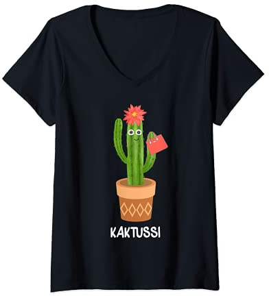 Damen Kaktus Kaktussi Kakteen Tussi Diva Kakteenliebhaber Lustiges T-Shirt mit V-Ausschnitt