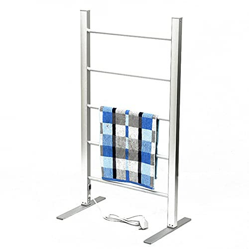 WPHH Radiatore Scaldasalviette Elettrico Autoportante, Termoarredo Elettrico in Lega di Alluminio Argento, Portasciugamani Riscaldato A Temperatura Costante da Bagno, 105X52x39cm