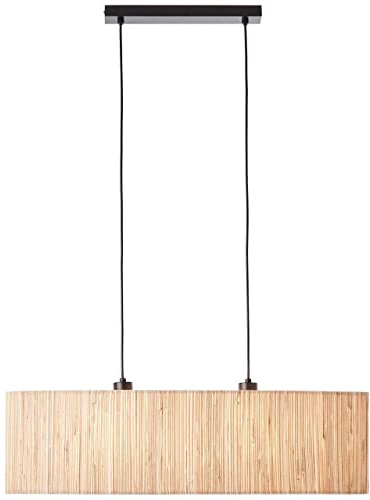 BRILLIANT Lampe, Wimea Pendelleuchte 2flg schwarz/natur, 2x A60, E27, 52W, Kabel kürzbar/in der Höhe einstellbar