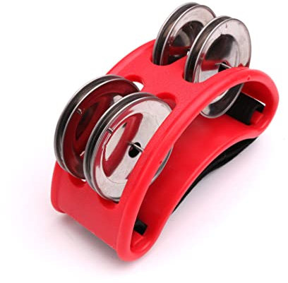 Fuß Tamburin mit MetallklingelnGlocke Percussion Musikinstrument für Arme & Füße(rot, 1Stk)